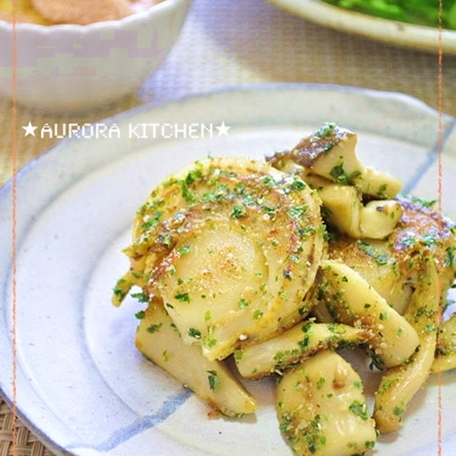 ホタテとエリンギの海苔胡麻ペッパーバター