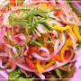 筍とパプリカで野菜たっぷり塩麹焼きうどん　ヨード制限食で乾燥肌が改善♪