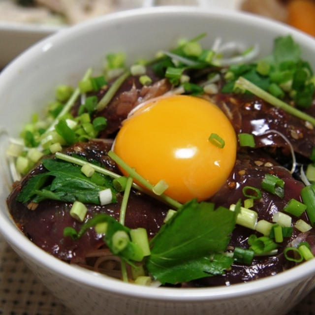 奥義～カツオのユッケ丼＆ブロッコリーとれんこんのサラダ～