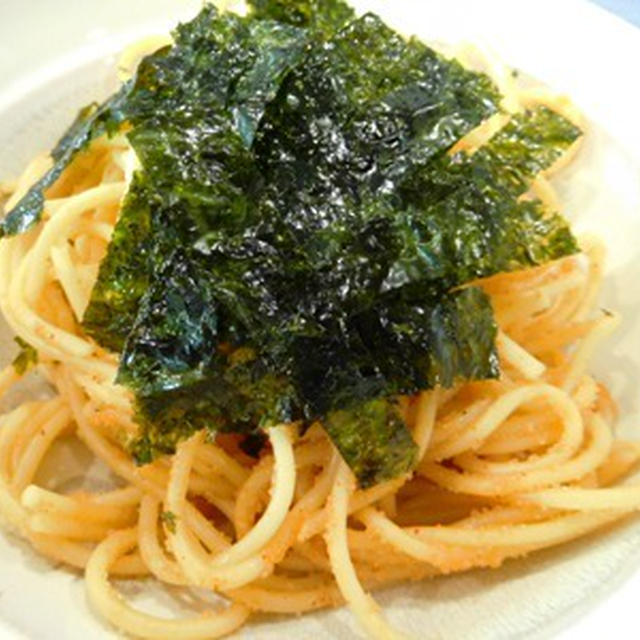 一人ご飯２日目 ～ たらこスパゲッティ +韓国味付け海苔
