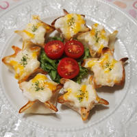 10/2　☆お星様型!?　餃子の皮でカップ　鮭のホワイトソースグラタン風☆