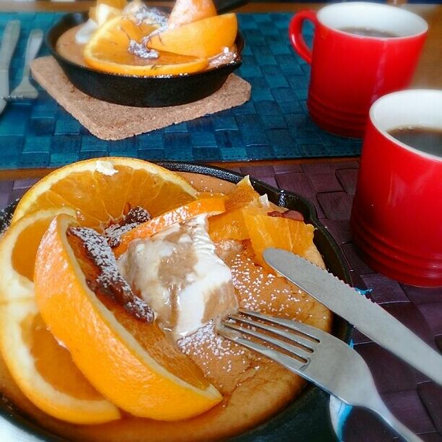 スキレットでオレンジスフレパンケーキ ふわっふわ By 玲子さん レシピブログ 料理ブログのレシピ満載