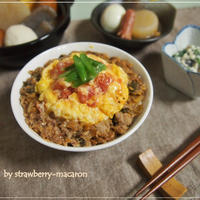 ふわとろトマト卵・納豆入りネギ味噌そぼろ丼