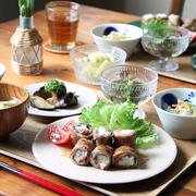 豚肉の長いも梅しそ巻き。天然宗谷もずく（ほくほくキッチン）。