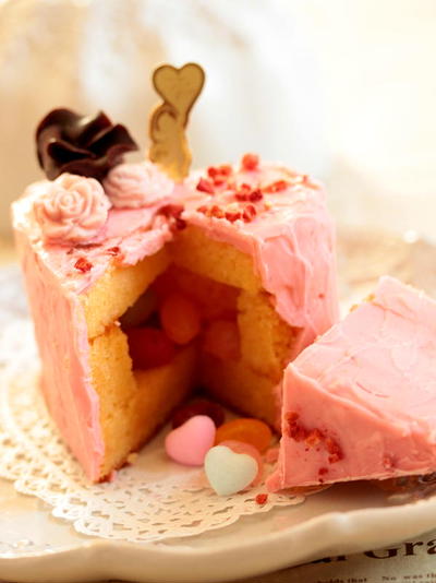 * バレンタイン ♡ ハートのサプライズケーキ♪