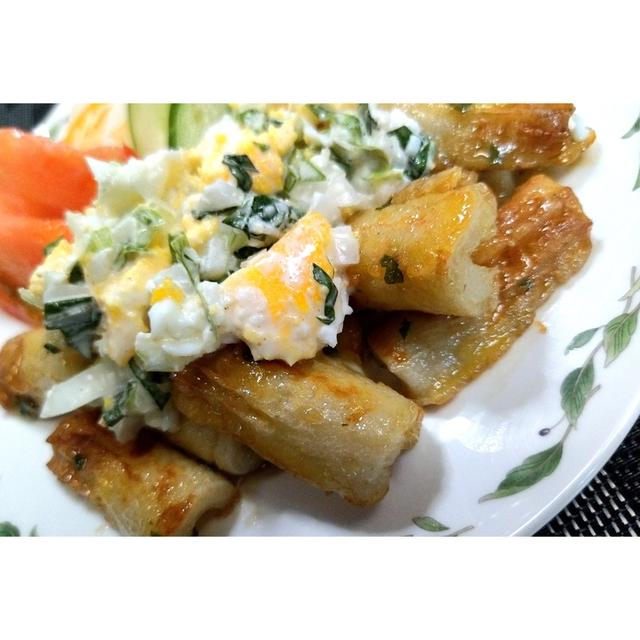 竹輪をチキン南蛮風に甘酢にタルタルソースをかけて作ってみました！ちくわ南蛮★