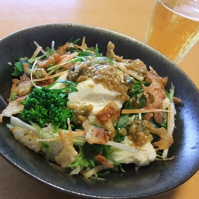 ふき味噌ドレッシングの豆腐サラダ