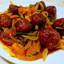 " 肉団子と野菜の黒酢あん炒め "
