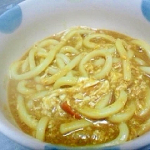 残りカレーで塩麹かき玉カレーうどん