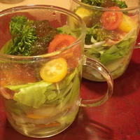 ぽん酢ジュレの重ね蒸しサラダ