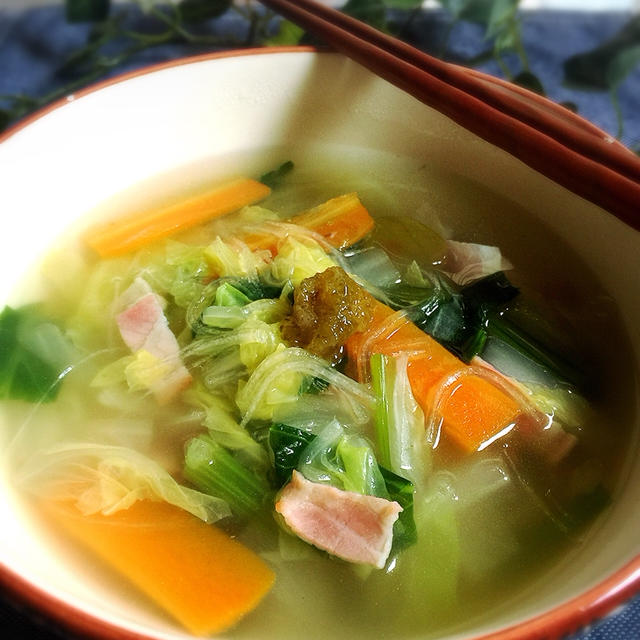 白菜消費！柚子胡椒の春雨スープ