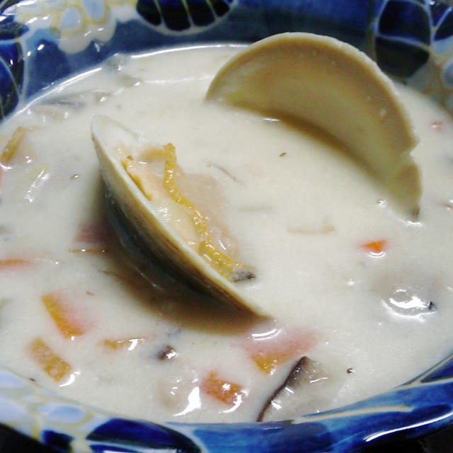 クラムチャウダー風　ホンビノス貝のスープ