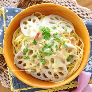 シャキシャキれんこんのカルボナーラ