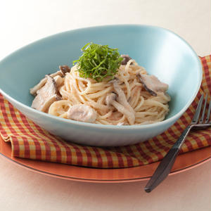 いろいろきのこのたらこスパゲティ
