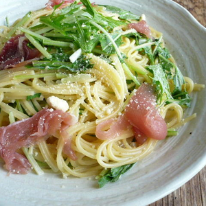 生ハムと水菜のクリームパスタ♪