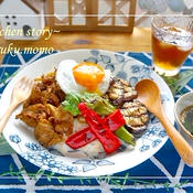 肉カレーソテー＆グリル野菜のカフェ丼