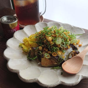 悪魔的なカレー風味味噌なす丼