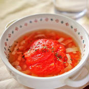 丸ごとトマトのバジルトマトスープ