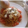 モッツォレラチーズとトマトのバジル風スパゲティー