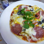 ハラペーニョで食べる手作りピザ