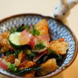 さつま揚げとわかめのしょうが酢の物☆