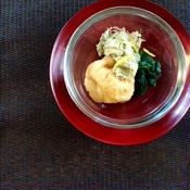 小さながんもと小松菜の小鉢 … 柚子胡椒風味