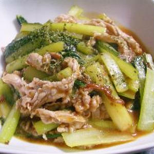 豚肉と小松菜のチリソース炒めwithGABAN香菜