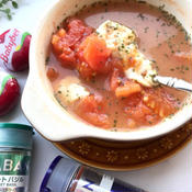 トマトとモッツァレラの白だしスープ
