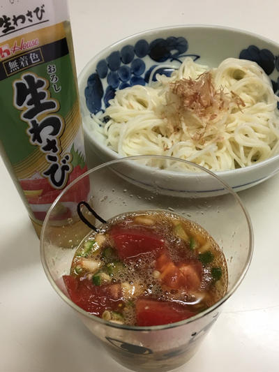 トロトマトワサビつゆde素麺☆