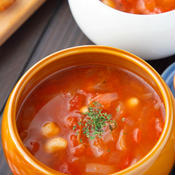 大豆とベーコンのトマトのスープ