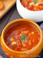 大豆とベーコンのトマトのスープ