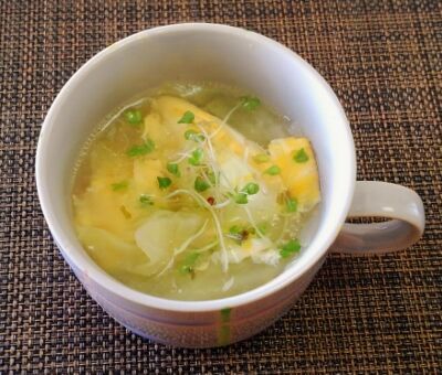 春キャベツとたまごのねぎ塩味スープ