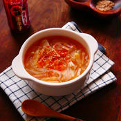 にんにくたっぷり☆ベーコンとキャベツの中華風春雨スープ