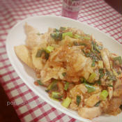 鶏ムネ肉と高野豆腐のピリ辛ネギソース〜花椒風味