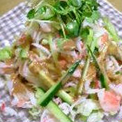 カニカマと野菜のサラダ素麺　ごま味噌