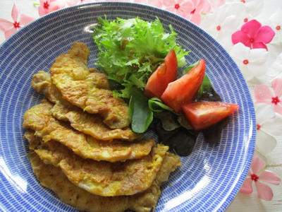 冷しゃぶ肉のカレー風味ピカタ