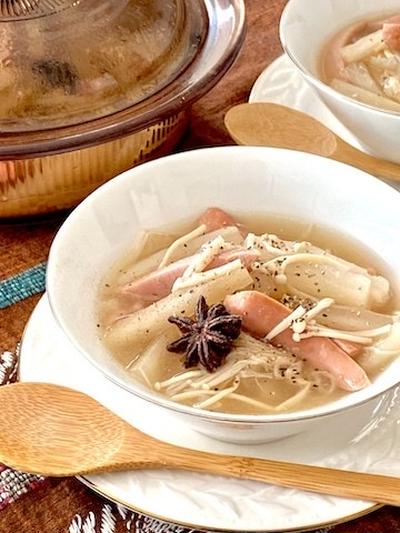 大根たっぷり薬膳風味の中華スープ