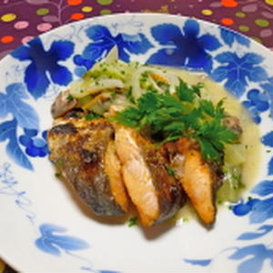 鮭のグリル白菜クリームソース