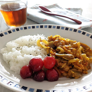 牛すじ肉と焼きナスのスパイスカレー