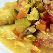 カジキマグロとサフランの野菜スープ