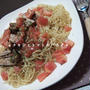 チキンとトマトのパスタ。