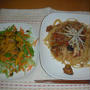 ごぼうとなすが入った甘辛パスタ