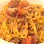 ラーメンでミートソースパスタ