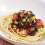 塩昆布とトマトの冷製パスタ
