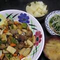今日の晩御飯：貧乏メニュー（ミンチボールの酢豚風、もやしと間引き菜のゴマ醤油） by miltuchanさん