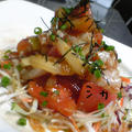 新鮮鶏笹身とトマトセロリの生姜醤油サラダ