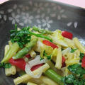 全部レンジで♪春野菜いっぱいの和風クリームパスタ by さちくっかりーさん