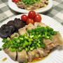 【夜ご飯】中華風蒸し鶏・新玉ねぎサラダ・すじこ