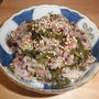 蕗の葉と干しエビの中華風ピリ辛味噌煮で混ぜご飯
