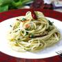 *ecoなパスタ！セロリの葉とドライトマトのペペロンチーノ
